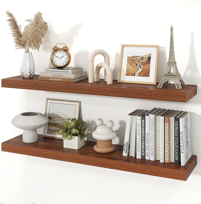 Floating Shelves for Wall, 9.3" Deep Wall Mounted Wood Shelves for Bathroom by Unknown