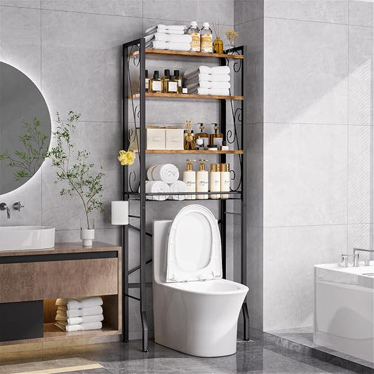 Over-The-Toilet Storage Rack 4-Tier, Bathroom Organizer Shelf Over Toilet by Axdtvoz