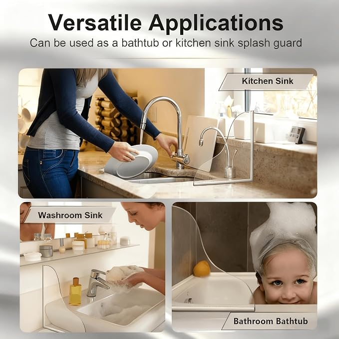 Shower Splash Guard Set, Waterproof Self-Adhesive Shower Corner Splash Panels - Image 6