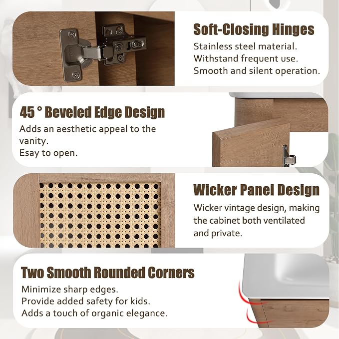 40 Inch Bathroom Vanity with Sink, Wooden Bathroom Cabinet with Soft Close Doors - Image 6
