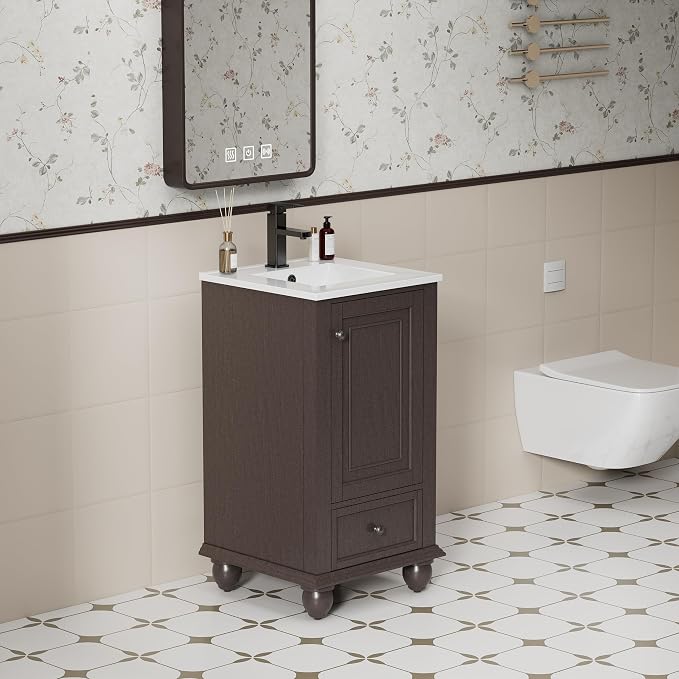eclife 18" Bathroom Vanity Sink Combo Vintage Style - Image 3