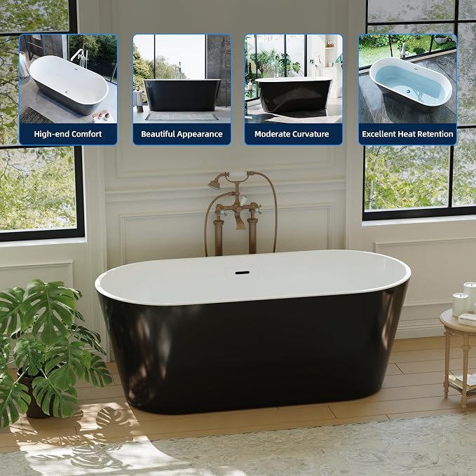67'' Freestanding Bathtub, Deep Soaking Tub - Image 4