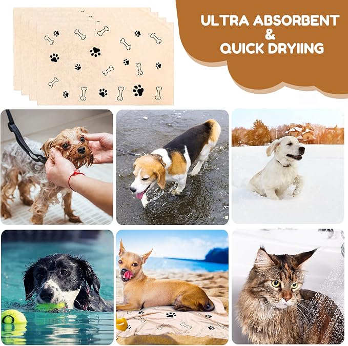 Chumia 4 Pcs Dog Towels for Drying Dog Puppy Bulk Microfiber Absorbent Paw - Image 4