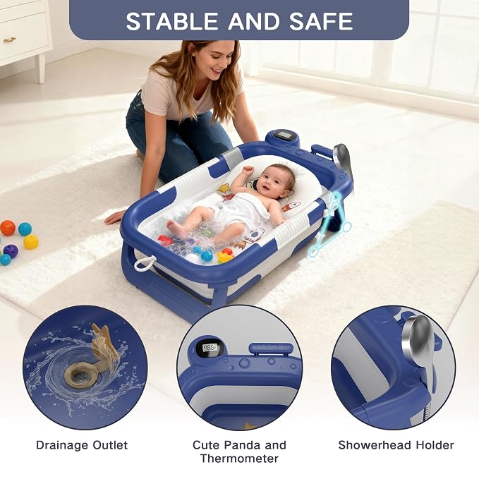 Collapsible Baby Bathtub for Newborn to Toddler, Portable Baby Bath Tub for - Image 4