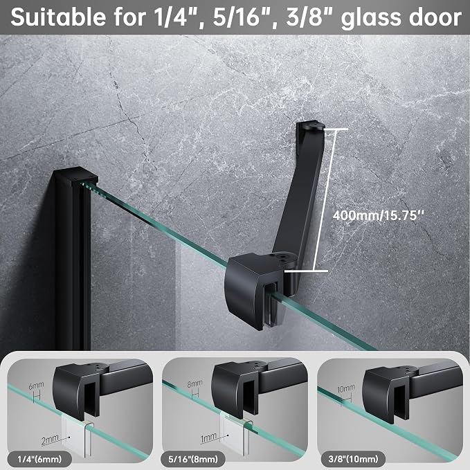 Frameless Shower Door Support Bar, Stainless Steel Wall-to-Glass Support Arm to - Image 5