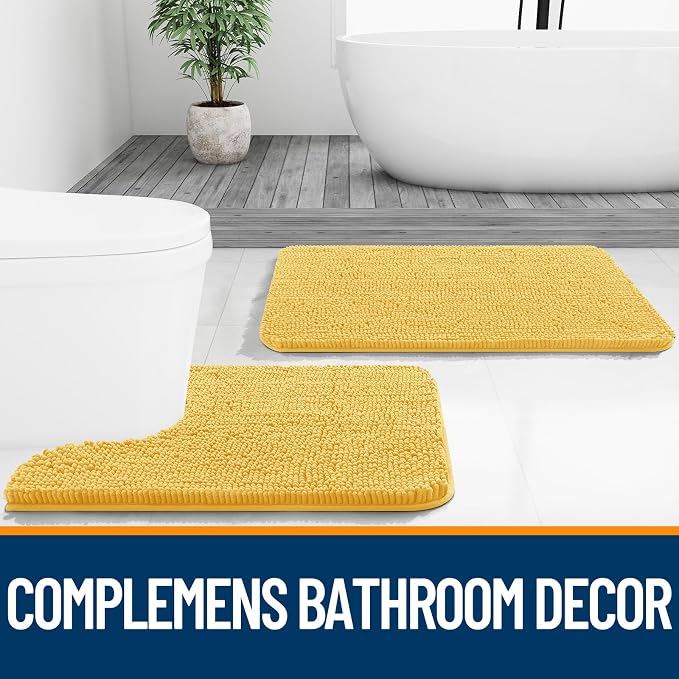 OLANLY Bathroom Rugs 24x16, Extra Soft Absorbent Chenille Bath Rugs, Rubber - Image 7