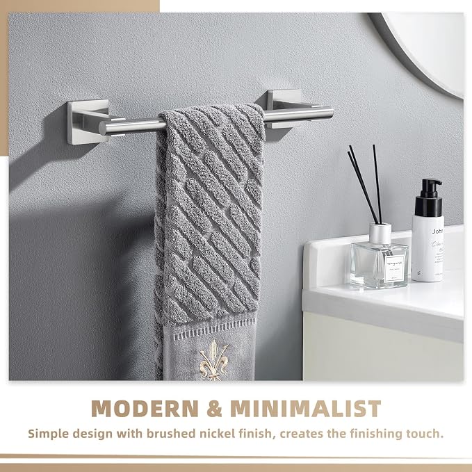 Suyar Bathroom Towel Holder Brushed Nickel, SUS 304 Stainless Steel Hand Towel - Image 3