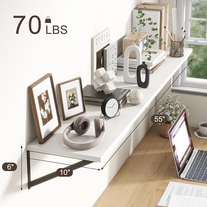 Floating Shelves 55 Inch Long, Wide Large Display Storage Shelves - Image 3