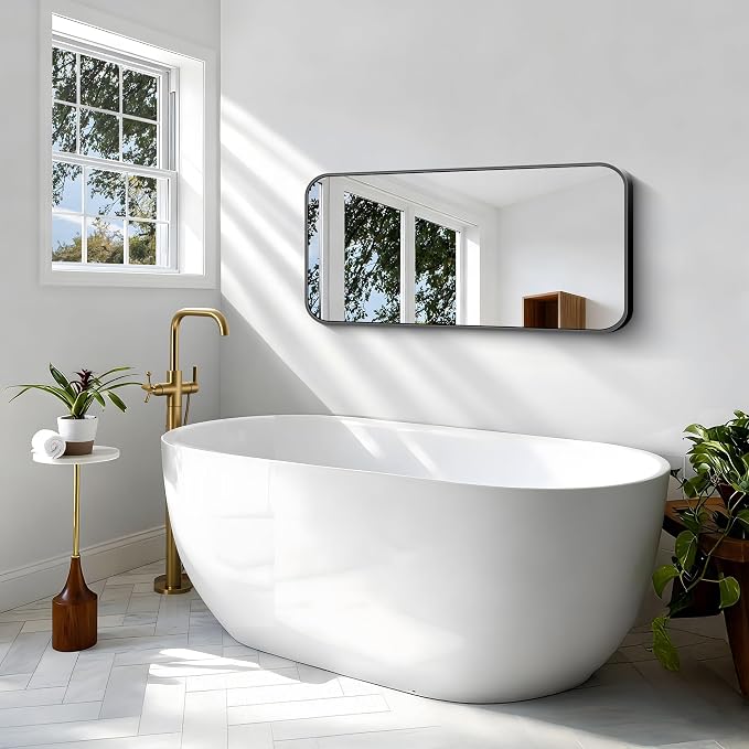 BONEWEI 20x40 inch Bathroom Mirror, Wall Mounted Bathroom Frame Vanity Mirror - Image 4