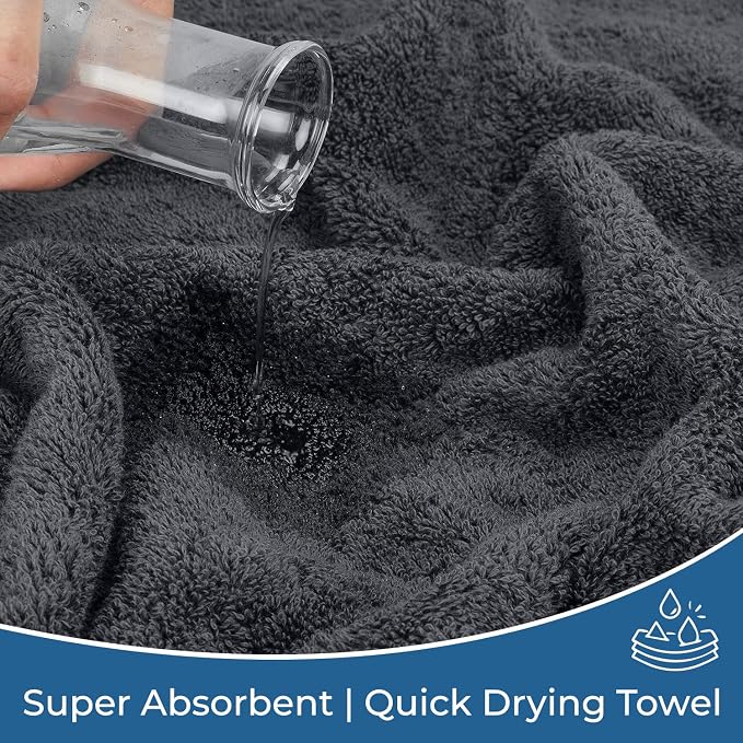 DAN RIVER 100% Ring Spun Cotton 3-Piece Towel Set, Dark Gray, Bath Towel - Image 6