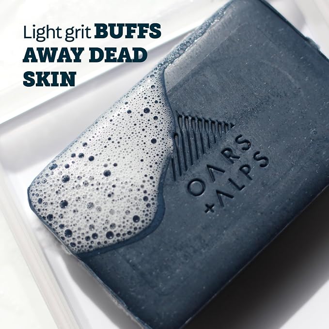 Oars + Alps Blue Charcoal Exfoliating Men's Bar Soap, Made - Image 6