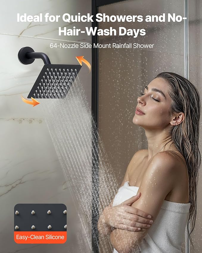 VEVOR Shower Faucet Set, 12 Inch Ceiling Mount Rainfall Shower System - Image 6
