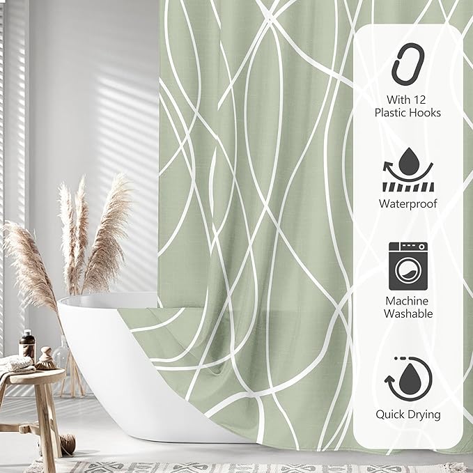 Tititex Morden 140gms Faux Linen Fabric Bath Shower Curtain Set Textured Fabric - Image 5