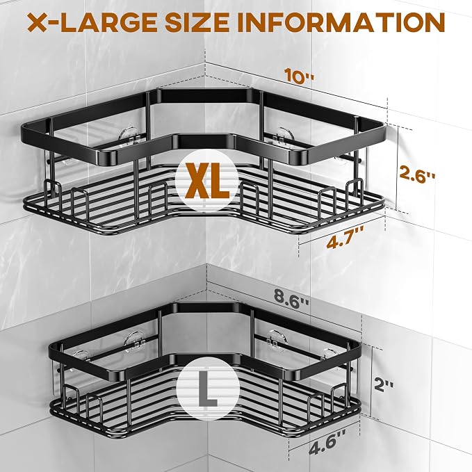 MAXIFFE 3 Pack X-Large Corner Shower Caddy - Image 3