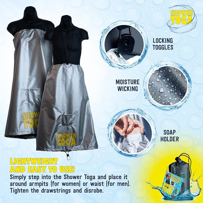 Shower Toga - Wearable Shower Garment, Privacy RV & Camping Shower, Surf Poncho - Image 6