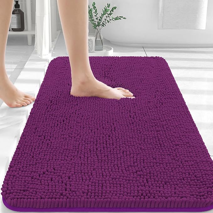 OLANLY Bathroom Rugs 30x20, Extra Soft Absorbent Chenille Bath Rugs, Rubber by OLANLY