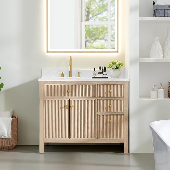 ALTAIR 42 Bathroom Vanity with Sink Mordern Pedestal Single Vanities Large by ALTAIR