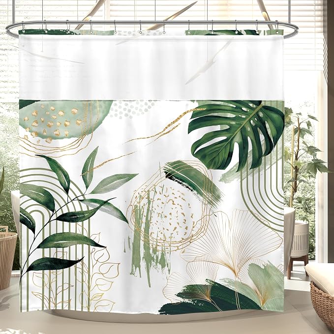 Sage Green Boho Shower Curtain 72Wx72H - Image 2