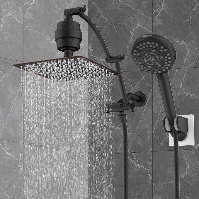 Hibbent All Metal 10'' Dual Filtered Rainfall Shower Head Combo, High Pressure - Image 9