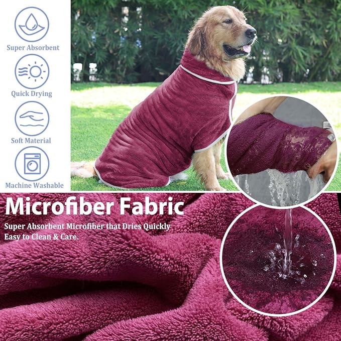 Dog Bathrobe Towel Dog Drying Coat - Image 4