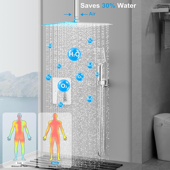 Rain Shower System 12IN Modern Brass Faucet Set - Image 4