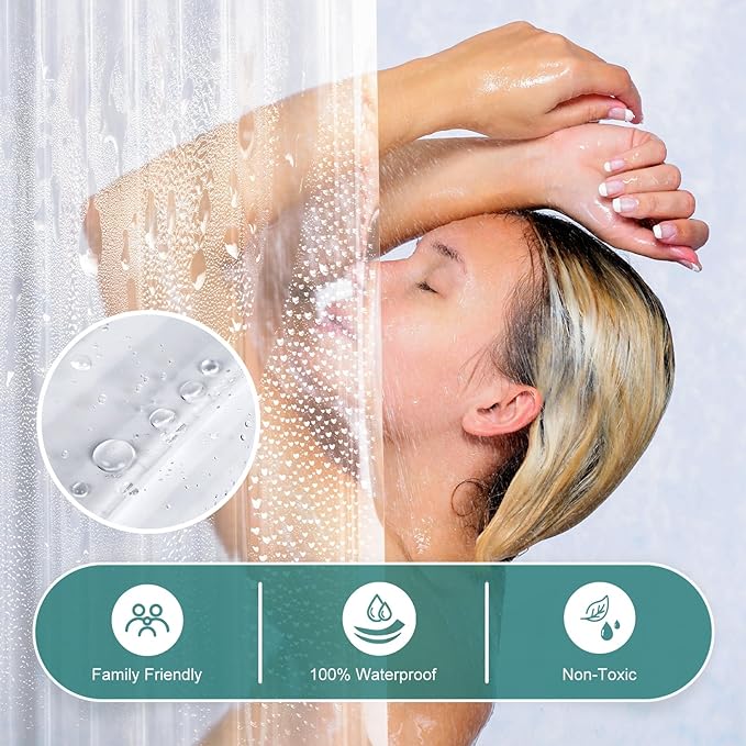 AmazerBath Heavy Duty Shower Curtain Liner 12 Gauge, 72 x 96 Inches Clear - Image 5