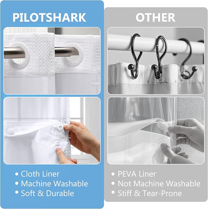 No Hook Waffle Weave Shower Curtain Set - Image 7