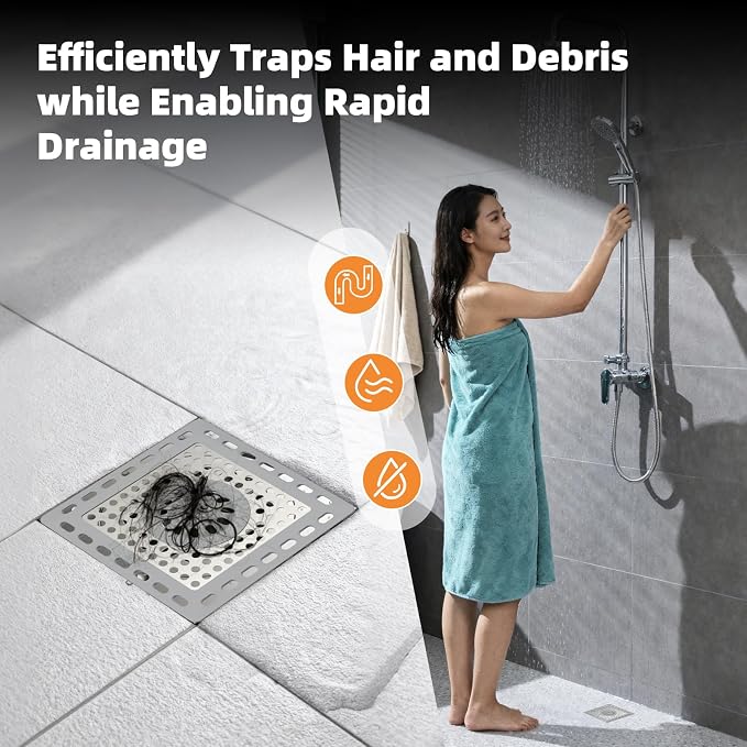 Hibbent Upgraded Shower Drain Hair Catcher, Shower Drain Cover - Image 9