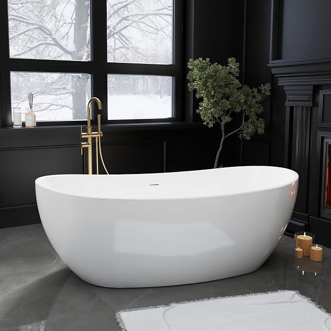 65" Acrylic Freestanding Bathtubs, Stand Alone Tub, Soaking Tubs - Image 7