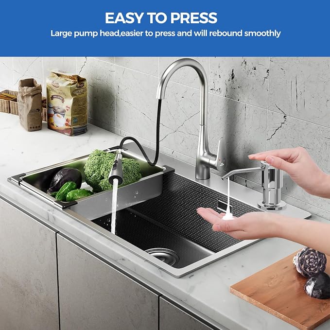 Soap Dispenser for Kitchen Sink, Chrome Built in Soap Dispensers, Stainless - Image 3