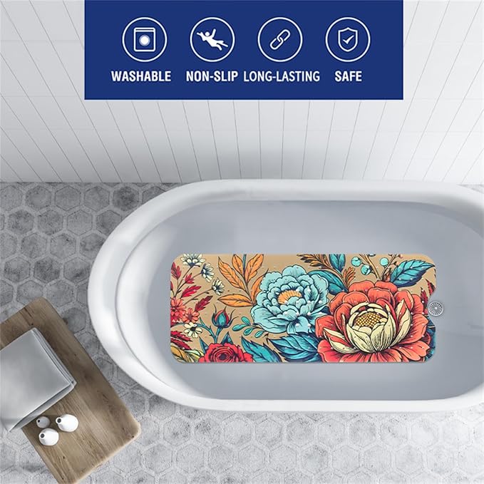Bohemia Floral Bathtub Mat Non Slip - Image 2