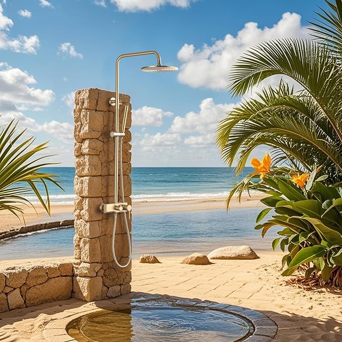 Brushed Gold Exposed Shower System - Image 9