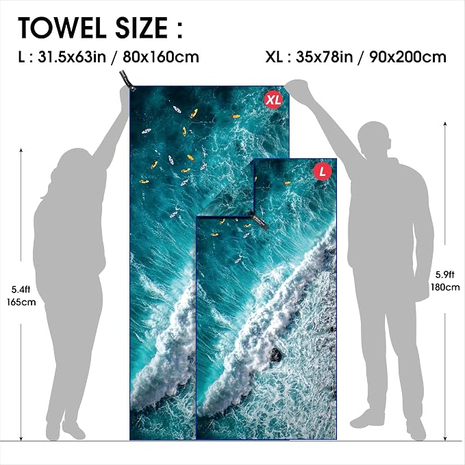 4Monster Microfiber Beach Towel Quick Dry, Super Absorbent Lightweight Travel - Image 4