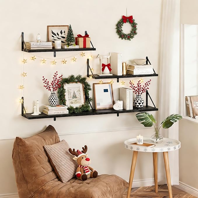 Heimlove Floating Shelves for Wall, 36 Inch Long Wood Floating Bookshelf Set of - Image 2
