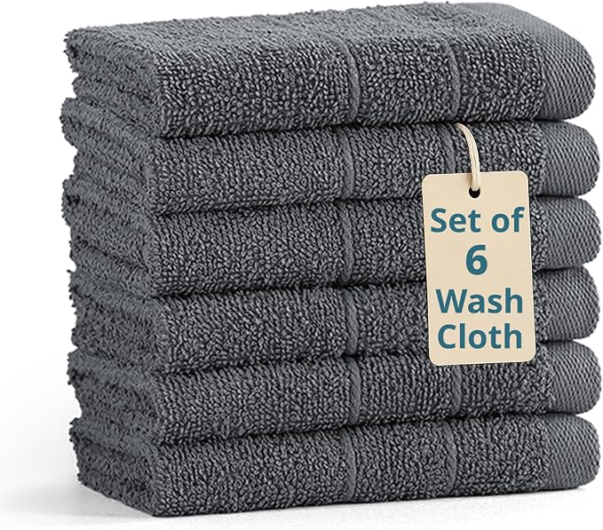 Casa Platino Wash Cloths Set of 6 by CasaPlatino