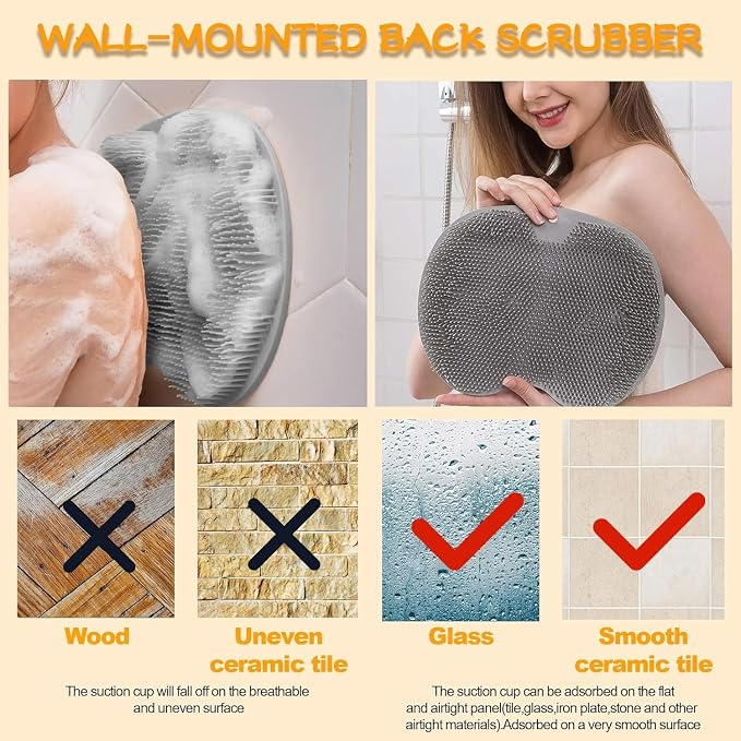 Shower Foot Scrubber Mat with Non-Slip Suction Cups, Exfoliating Foot and Back - Image 6