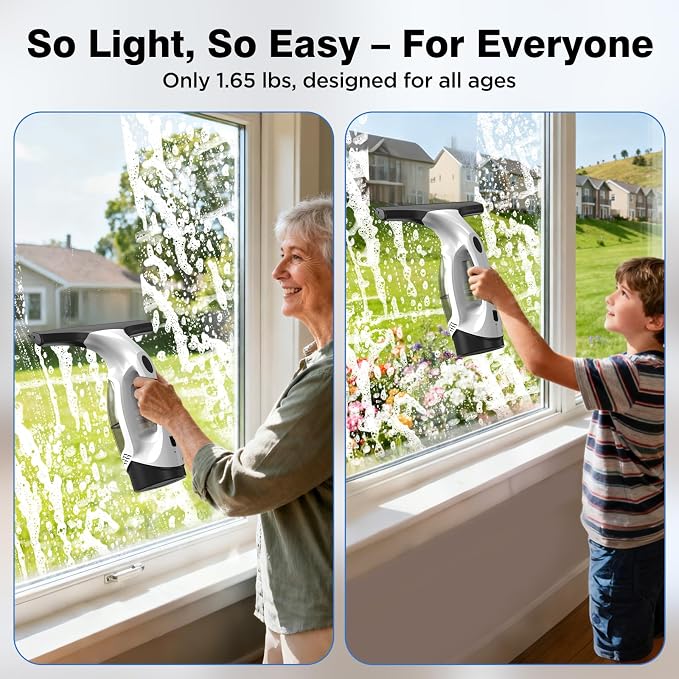 Window Vacuum Squeegee Cordless, 2000Pa Electric Window Cleaner Tool - Image 4