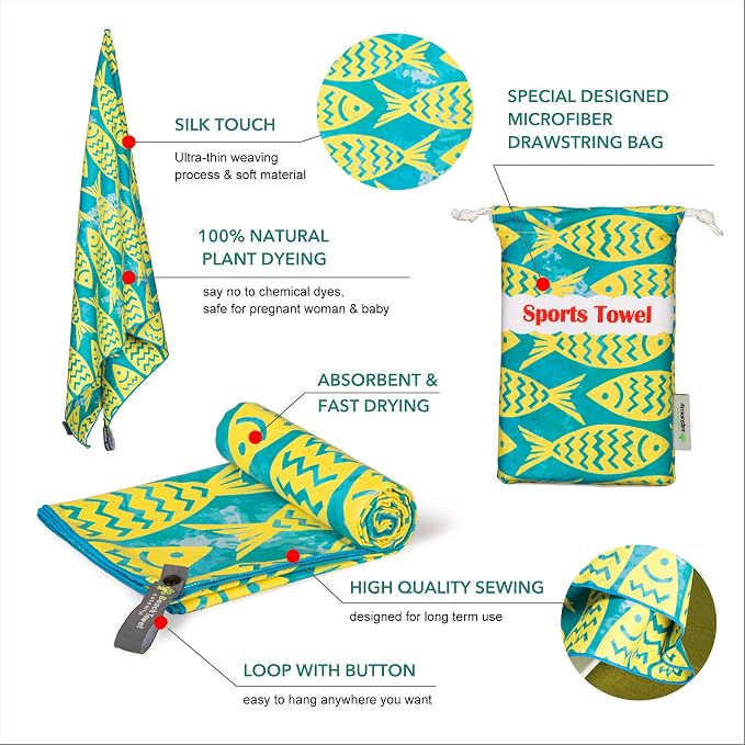 4Monster Microfiber Beach Towel Quick Dry, Super Absorbent Lightweight Travel - Image 3