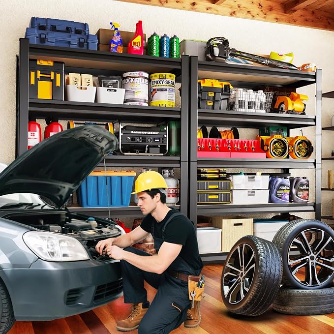 72" H*46" W Garage Shelving, Heavy Duty Garage Storage Shelves, Metal Shelving - Image 2