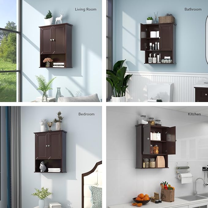 Bathroom Wall Cabinet Expresso Over Toilet Storage - Image 7