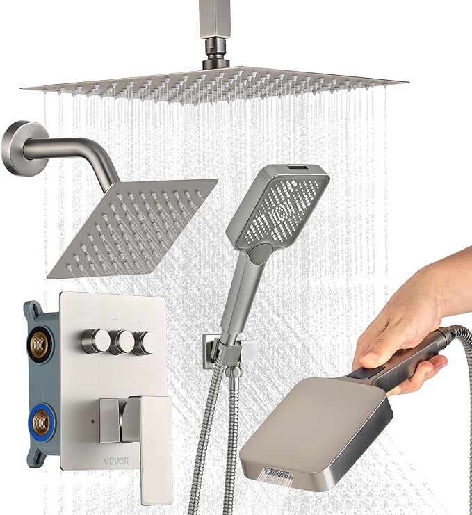 VEVOR Shower Faucet Set, 12 Inch Ceiling Mount Rainfall Shower System by VEVOR