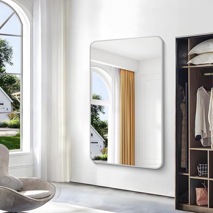 BONEWEI Silver Bathroom Mirror, 60x36 inch Wall Mirror - Image 4