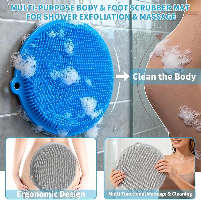 2 Pack Shower Foot Scrubber & Shower Back Scrubber Wall Mounted - Image 6