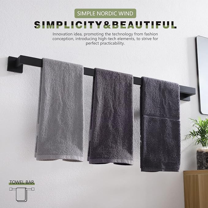 KOKOSIRI 36-Inch Single Towel Bar, Bathroom Kitchen Towel Holder, Wall Mounted - Image 4