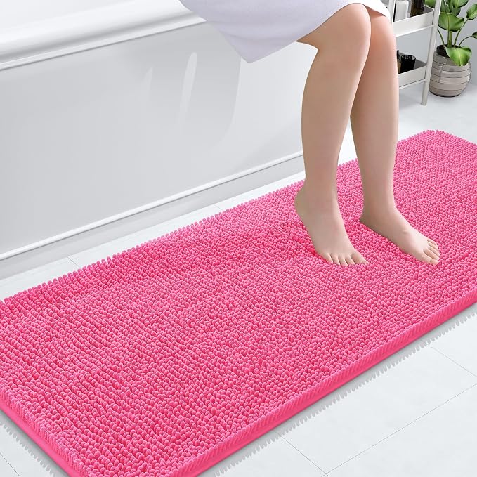 OLANLY Bathroom Rugs 59x24, Extra Soft Absorbent Chenille Bath Rugs, Rubber by OLANLY