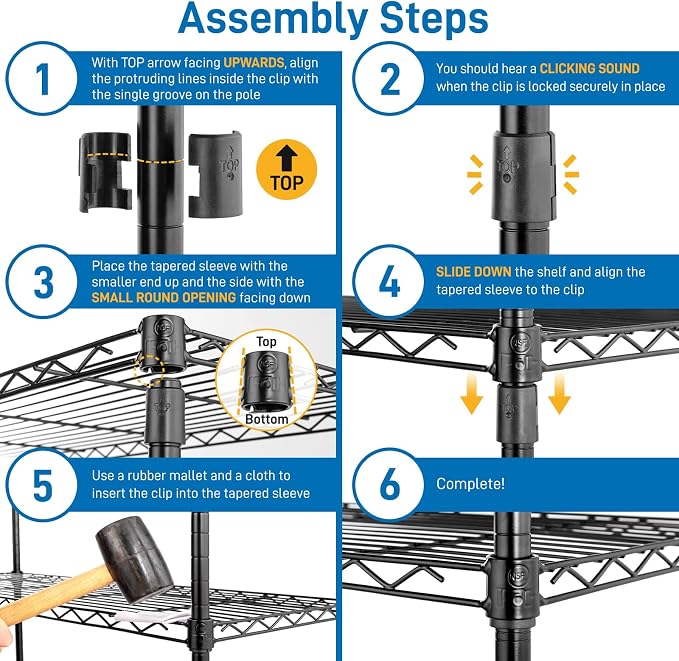 5 Tier Storage Racks Shelving, Heavy Steel Pantry Shelves, Adjustable Wire - Image 9