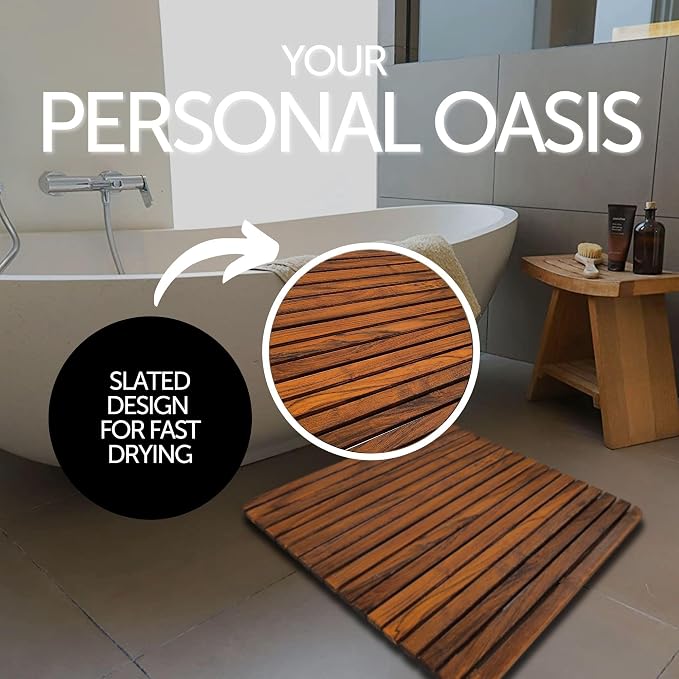 Nordic Style Premium Teak Shower and Bath Mat - Image 3