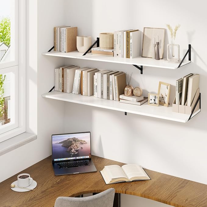 Fun Memories Floating Shelves for Wall, 12 Inch Deep Floating Shelves Set of 2 - Image 7
