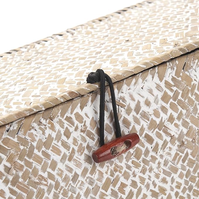 3 Section Seagrass Storage Basket, Handmade Shelf Baskets - Image 3