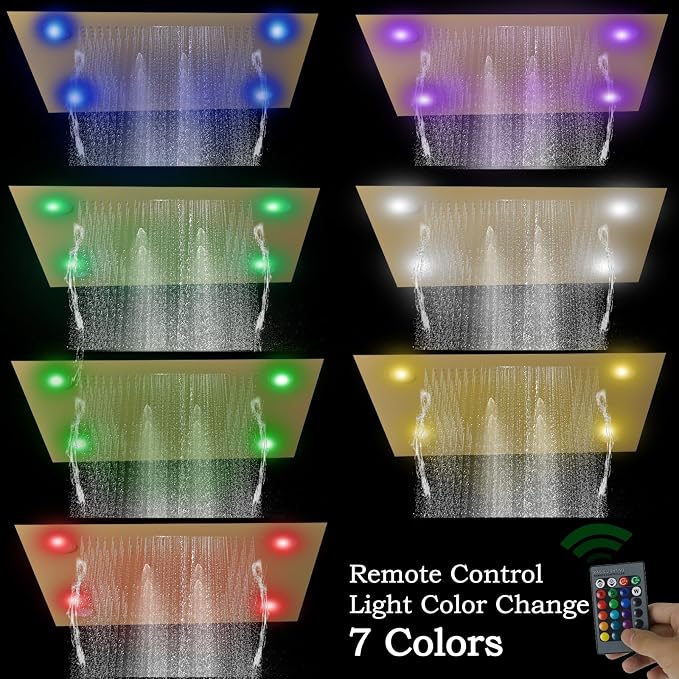 24x32 LED Dual Head Shower System 24"x32" Ceiling Mount Shower Head - Image 4